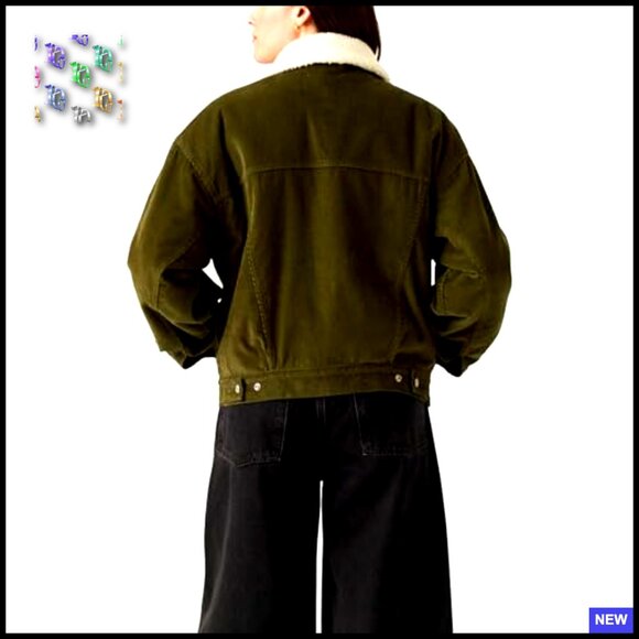 90s Sherpa Trucker Jacket Relaxed Fit Retro Y2K Chic Casual Outerwear - Picture 2 of 2